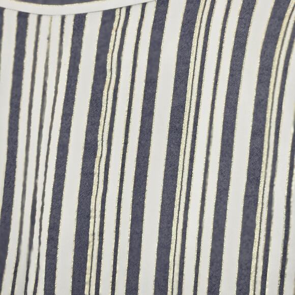 Loft Women's Striped Wide Leg Pull On Cropped Pants PETITE MED Gold Accents - Picture 3 of 8